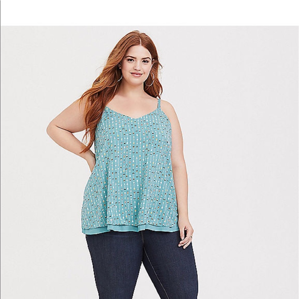 Torrid turquoise arrow layered swing top
